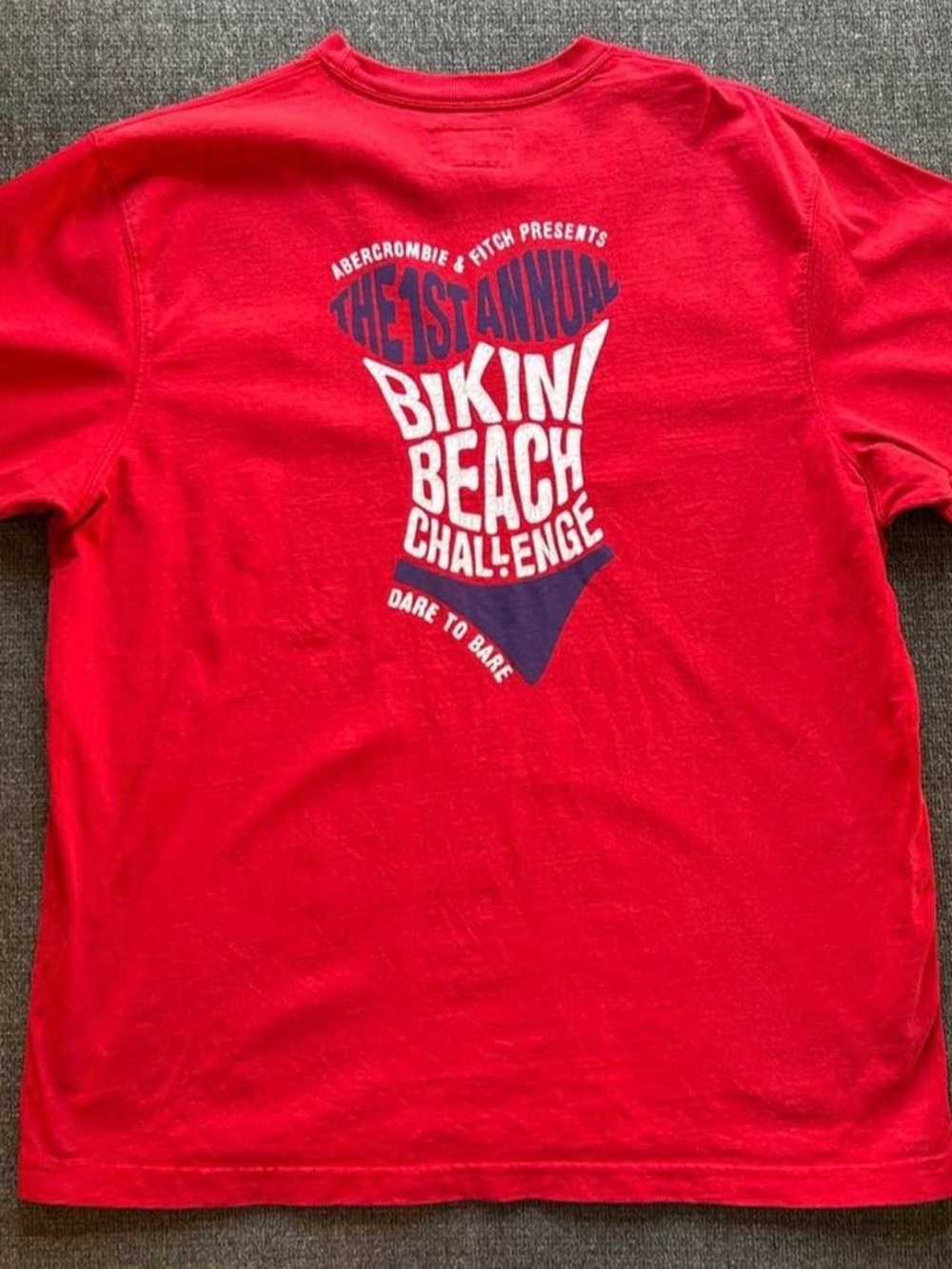 Abercrombie Red Men's Tee - Bikini Beach Graphic